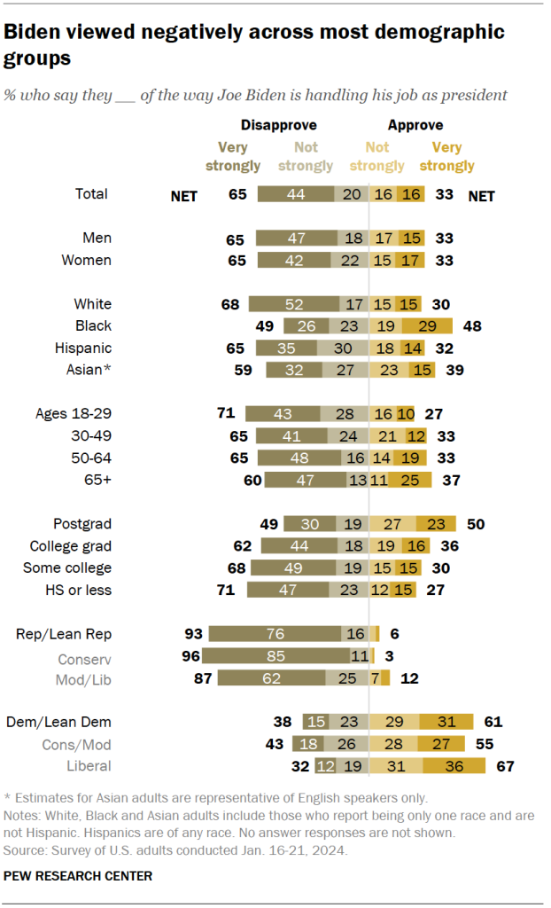 Biden viewed negatively across most demographic groups