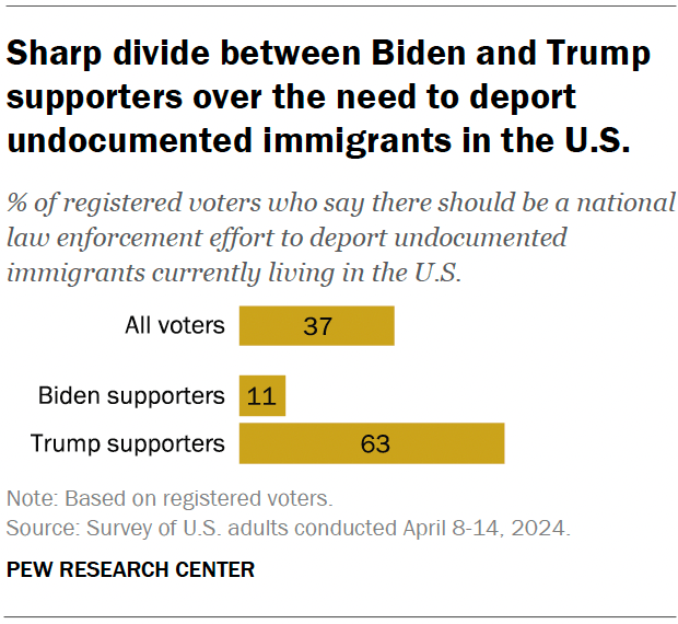 Sharp divide between Biden and Trump supporters over the need to deport undocumented immigrants in the U.S.