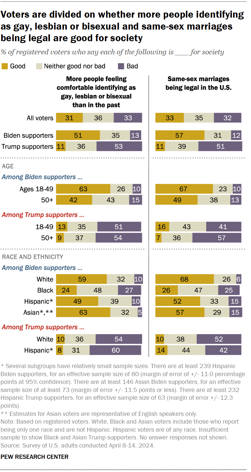 Biden and Trump voters, gender identity, LGBTQ issues and election 2024 ...