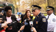 Philadelphia Police Commissioner Kevin Bethel speaks to reporters after a shooting in Clara Muhammad Square in Philadelphia on April 10, 2024.