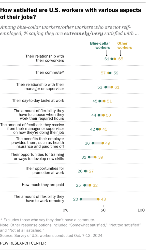 How satisfied are U.S. workers with various aspects of their jobs?
