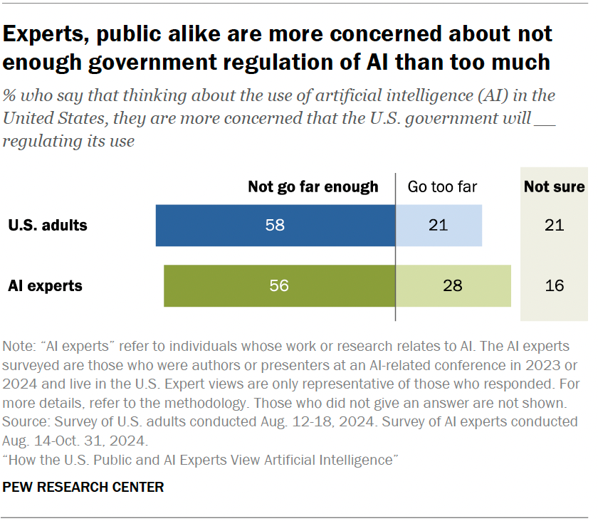 Experts, public alike are more concerned about not enough government regulation of AI than too much