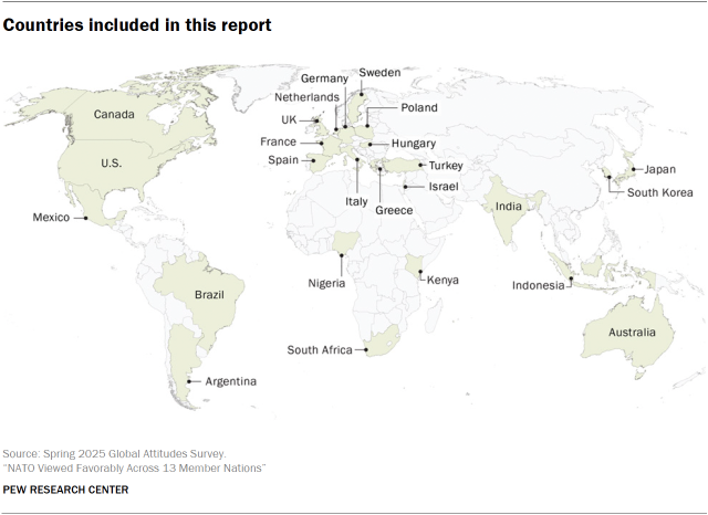 A map showing Countries included in this report 