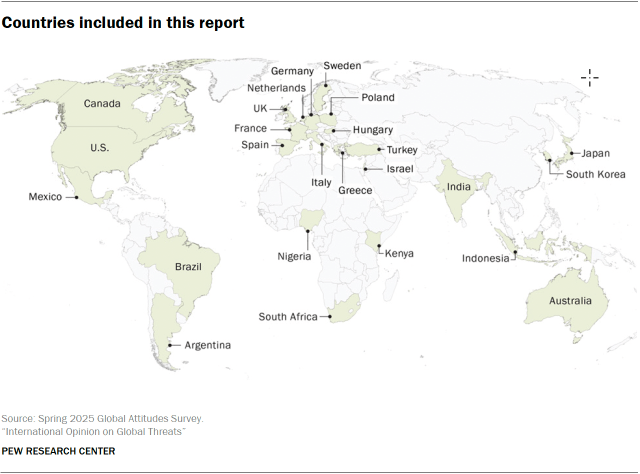 A map showing Countries included in this report 