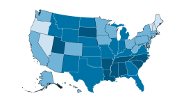 Map showing how religious each state is