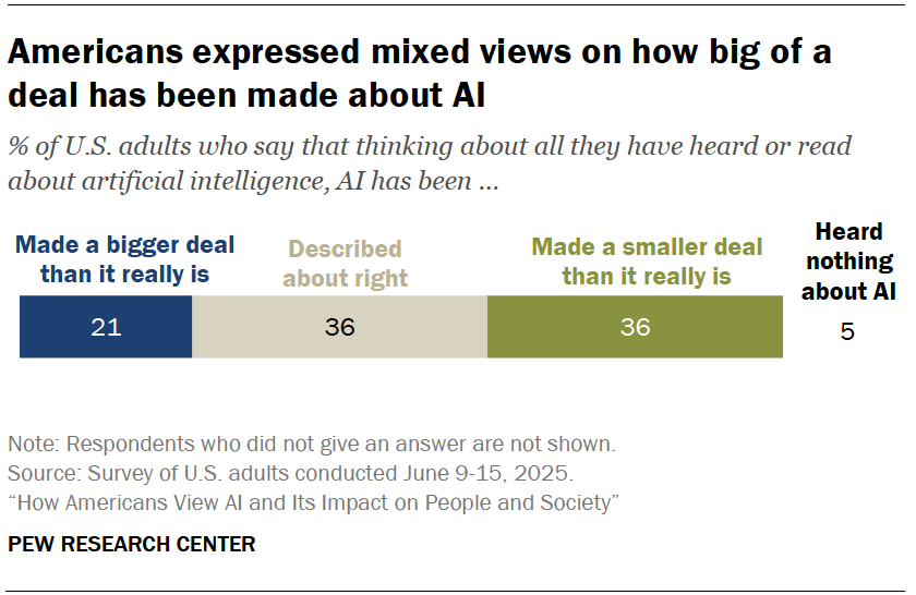 Americans expressed mixed views on how big of a deal has been made about AI