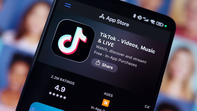 The TikTok logo appears on a smartphone screen in the Apple app store in this photo illustration in Ontario, Canada, on February 19, 2026. (Photo by Thomas Fuller/NurPhoto via Getty Images)