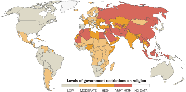 Restrictions on religion rose in most regions in 2023, declined in sub-Saharan Africa