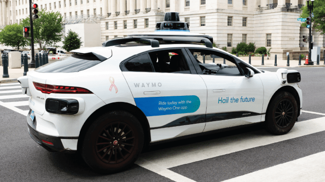 A Waymo autonomous vehicle is driven in Washington, D.C., on June 8, 2026. (Kevin Carter/Getty Images)