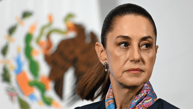 Mexico President Claudia Sheinbaum looks on during a daily press conference in Mexico City on Sept. 4, 2025. (Yuri Cortez/AFP via Getty Images)