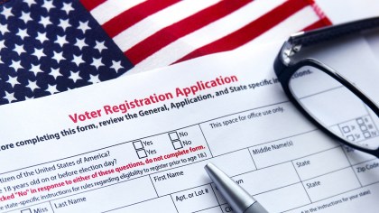 Image shows voter registration application