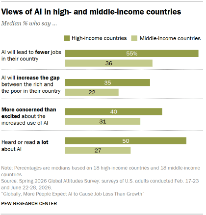 A bar chart showing that Views of AI in high- and middle-income countries