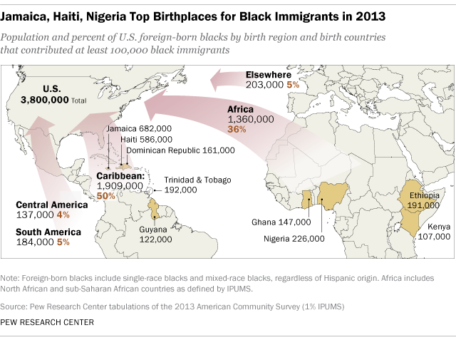 Jamaica, Haiti, Nigeria Top Birthplaces for Black Immigrants in 2013