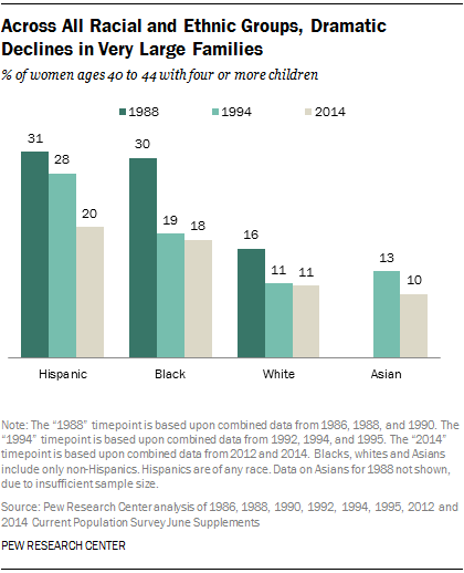 Across All Racial and Ethnic Groups, Dramatic Declines in Very Large Families