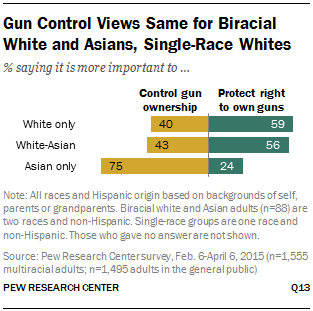 Gun Control Views Same for Biracial White and Asians, Single-Race Whites